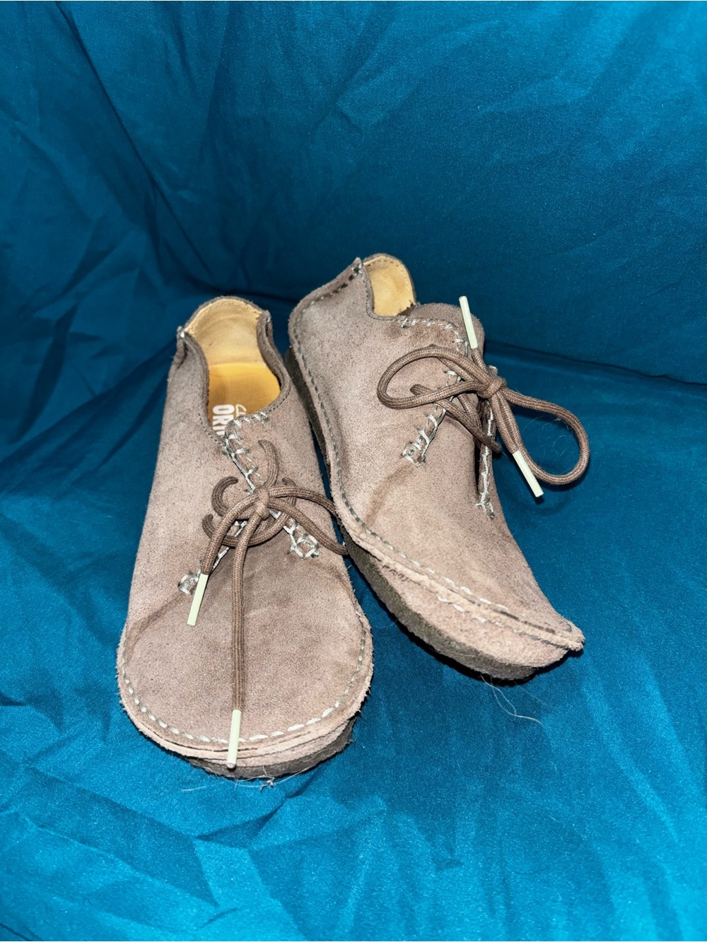 Clarks Brown Suede Moccasin-Style Lace Mules